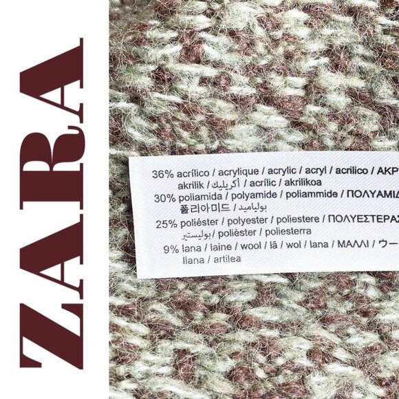 ZARA BLOGGER FAVE Wool Houndstooth Mock Neck Mini Sweater Dress, Large - Picture 8 of 12